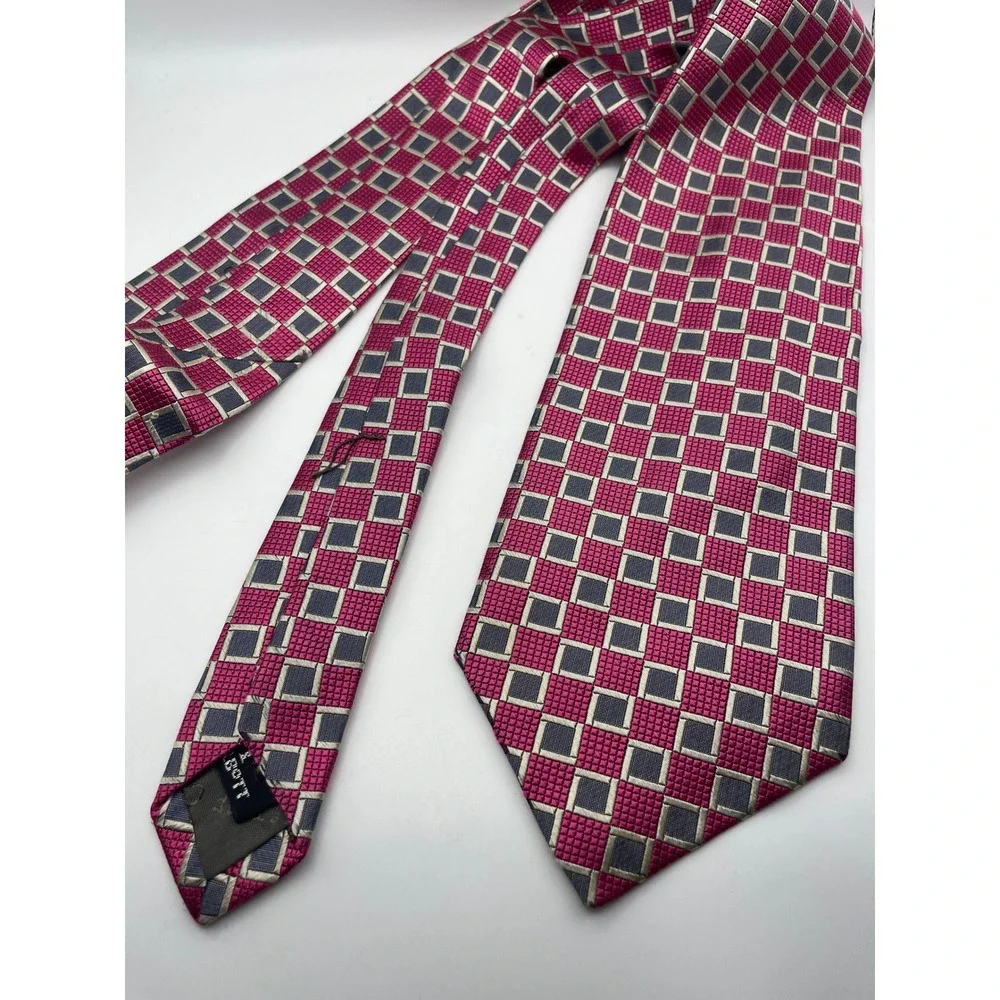 Robert Talbott Best of Class Pink Grey Geometric Silk Tie Bruce Baird & Co USA